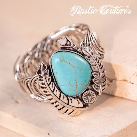 Rustic Couture's® Vintage Navajo Antique Silver Feather Concho Bracelet