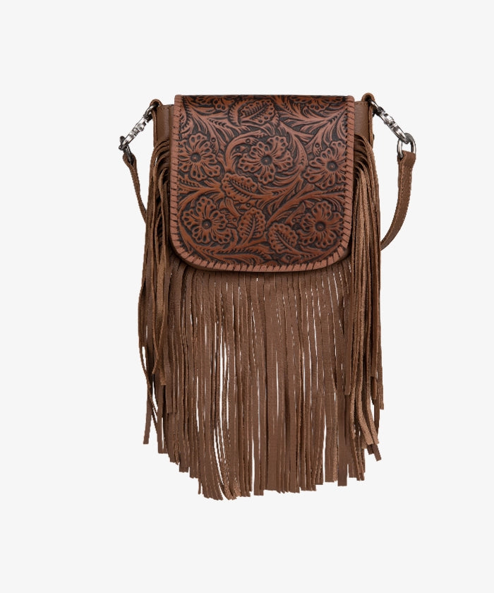 Montana West Genuine Leather Floral Fringe Crossbody - Montana West World