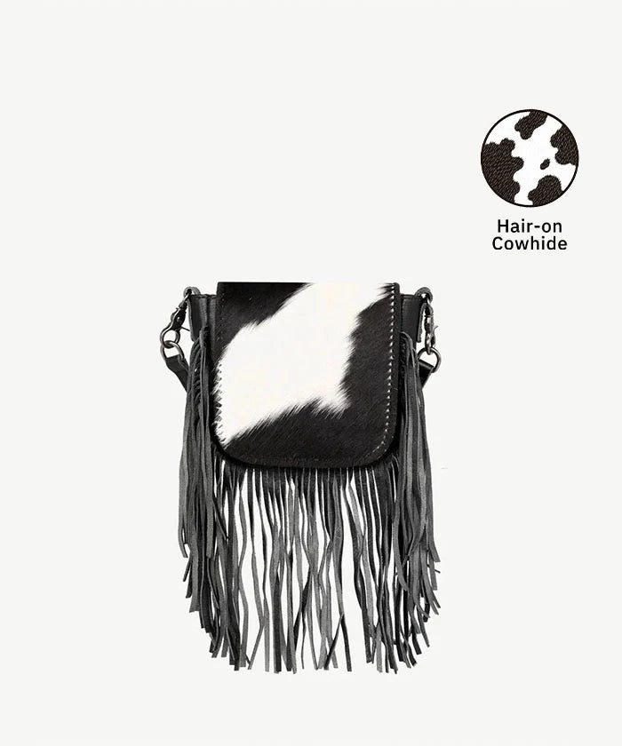 Montana West Genuine Leather Hair-On Fringe Crossbody Bag