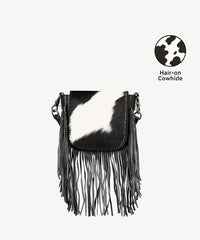 Montana West Genuine Leather Hair-On Fringe Crossbody Bag