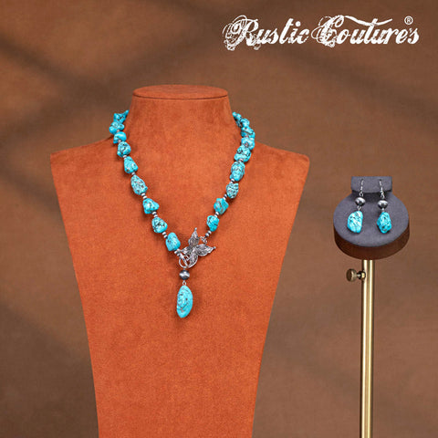 Rustic Couture's® Bohemian Pendant Necklace Earring Set