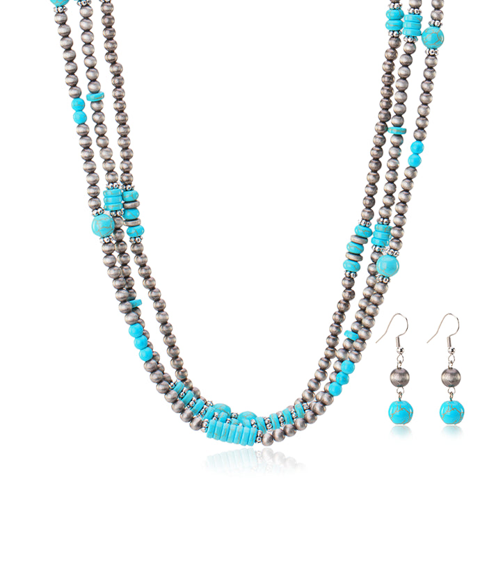 Rustic_Couture's_Turquoise_Beaded_Necklace_Earrings_Set_Turquoise