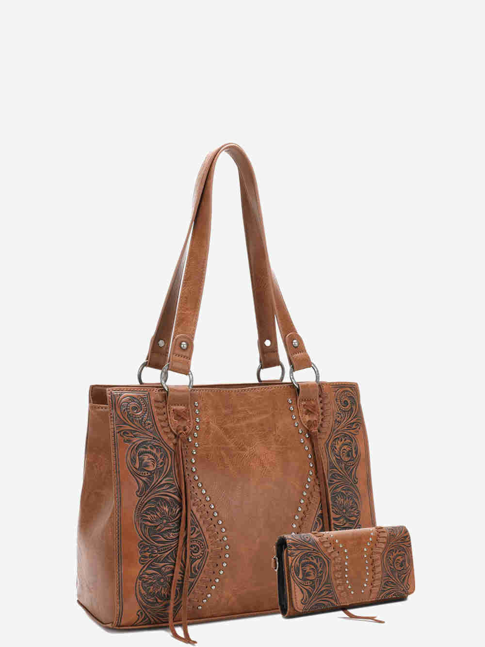 Trinity Ranch Floral Tooled Leather Tassel Concealed Carry Collection - Montana West World