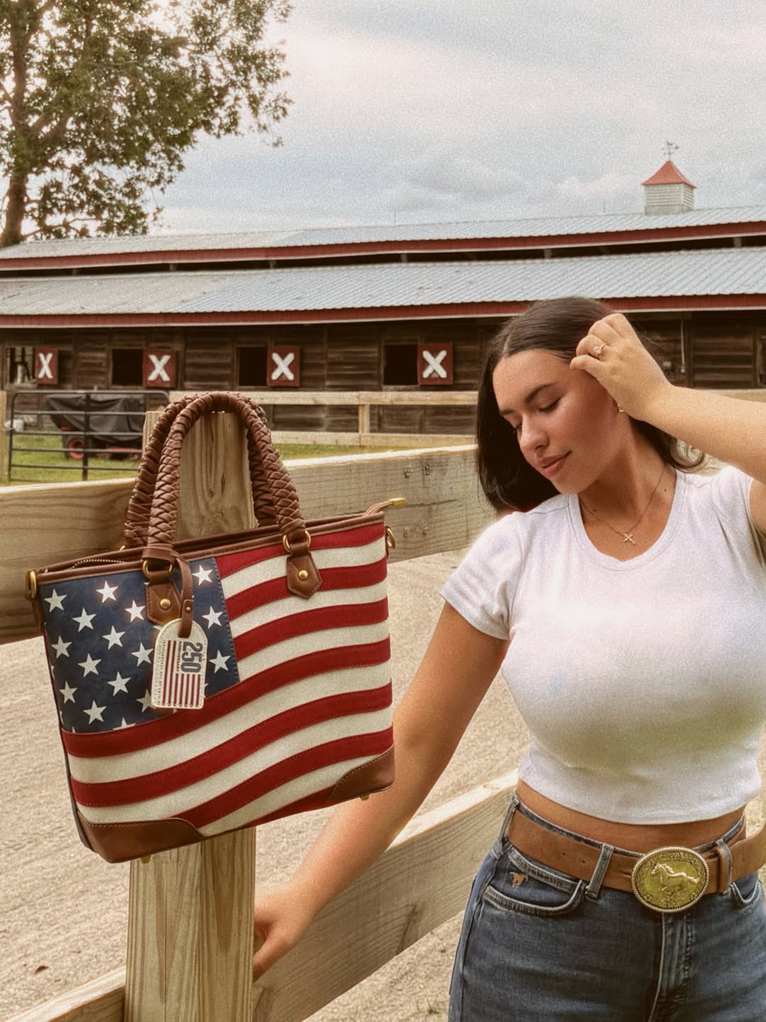 Vintage American Flag Tote Bag
