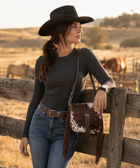 Trinity Ranch Fringe Cowhide Crossbody Bag (Preorder)