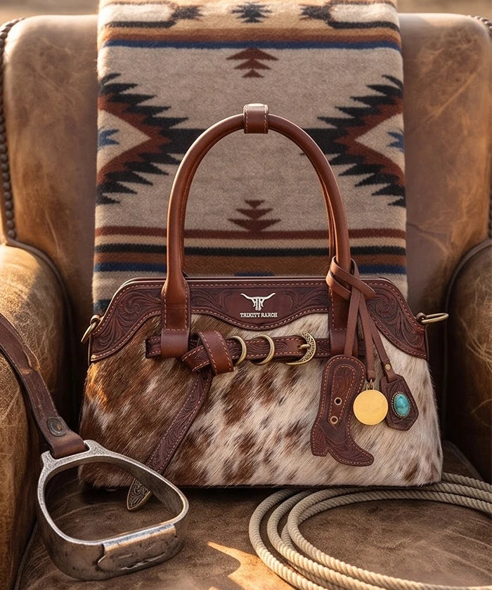 Trinity Ranch Genuine Leather Cowhide Satchel
