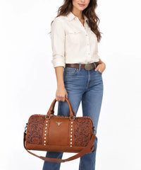 Trinity Ranch Western Leather Weekender Bag
