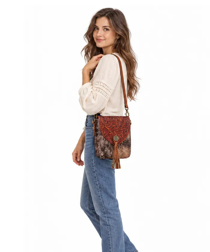 Trinity Ranch Genuine Leather Hair-On Cowhide Crossbody Bag