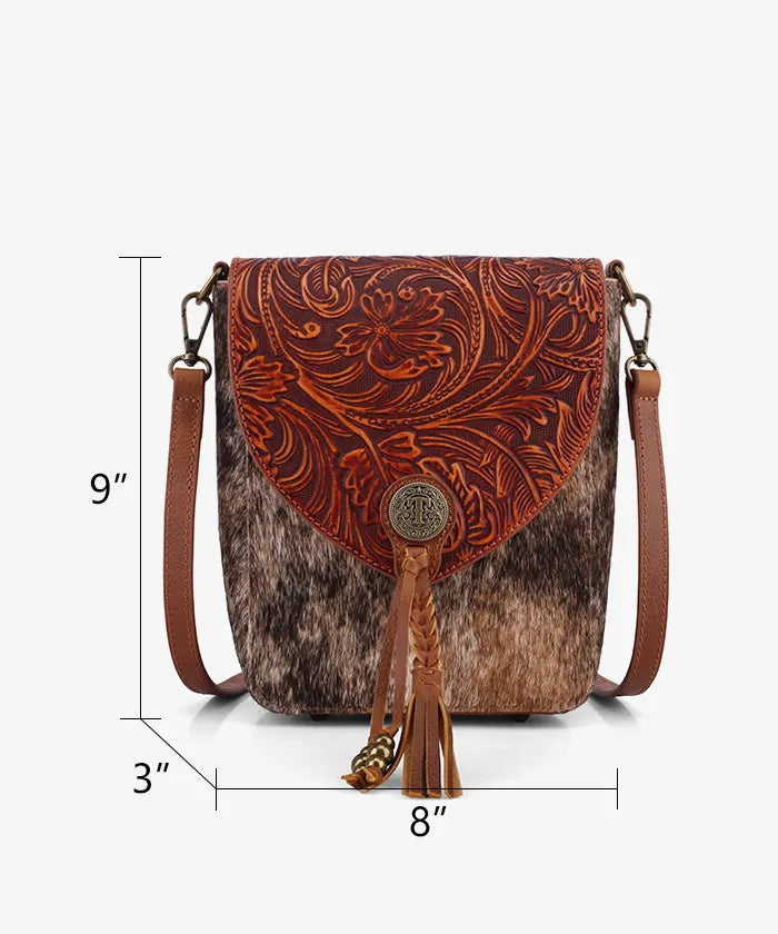 Trinity Ranch Genuine Leather Hair-On Cowhide Crossbody Bag