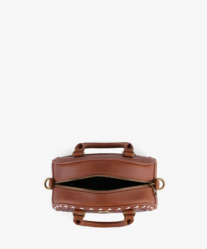 Trinity Ranch Genuine Leather Western Tooled Satchel Bag