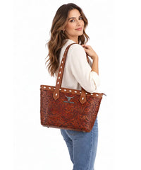 Trinity Ranch Western Tooled Concealed Carry Tote Bag