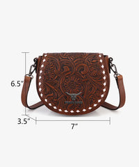 Trinity Ranch Tooled Leather Saddle Crossbody Bag