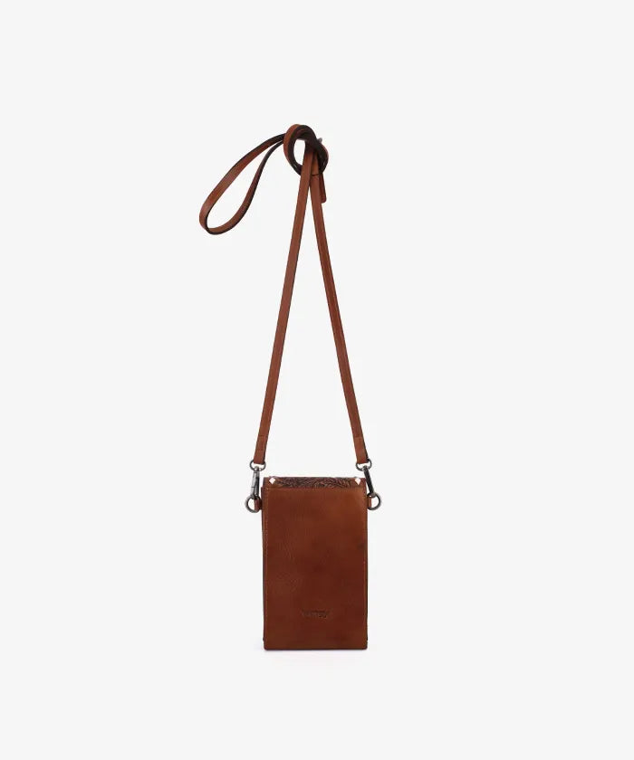 Trinity Ranch Tooled Leather Phone Crossbody Bag