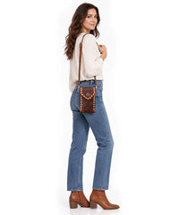 Trinity Ranch Tooled Leather Phone Crossbody Bag