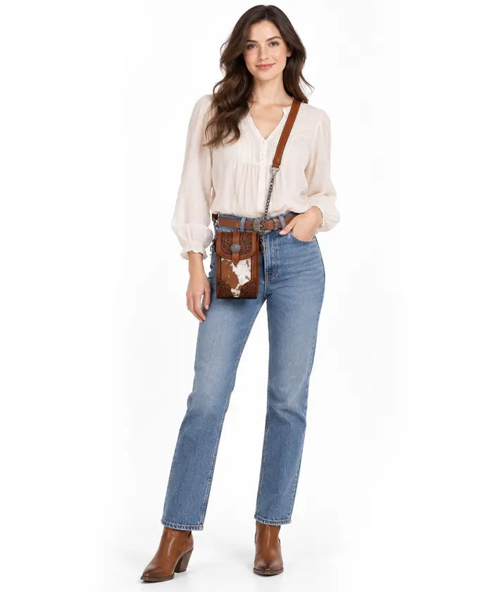 Trinity Ranch Cowhide Phone Crossbody Bag