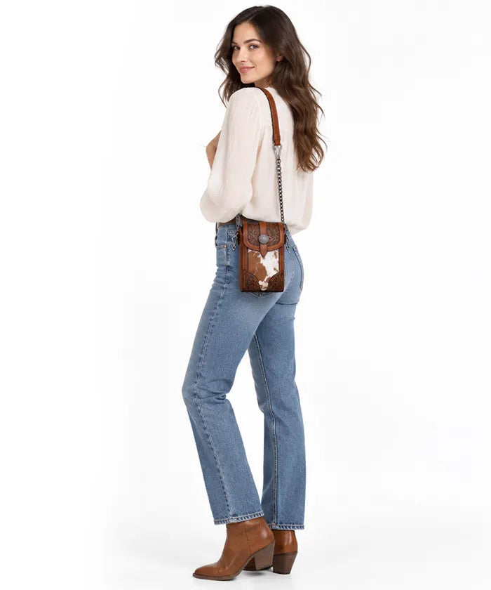 Trinity Ranch Cowhide Phone Crossbody Bag