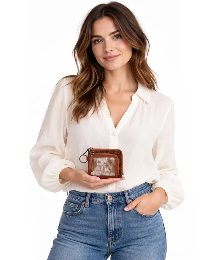 Trinity Ranch Cowhide Zip Wallet