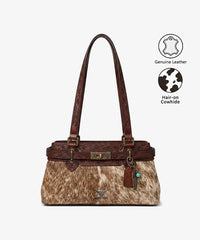 Trinity Ranch Floral Tooled Cowhide Shoulder Bag 