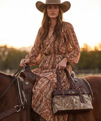 Trinity Ranch Floral Tooled Cowhide Shoulder Bag 