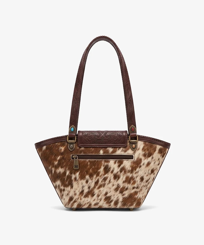 Trinity Ranch Genuine Leather Floral Tooled Tote Bag