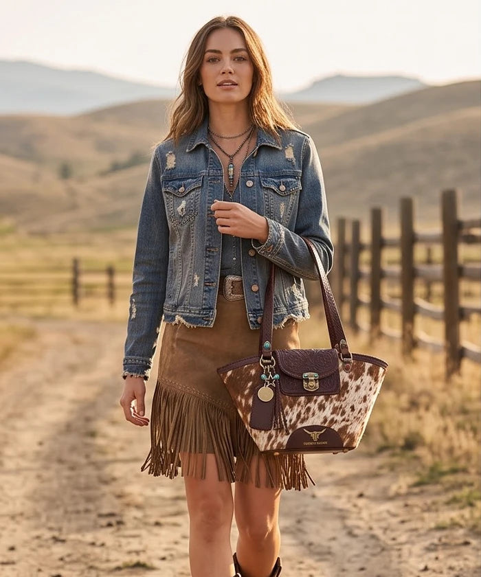 Trinity Ranch Genuine Leather Floral Tooled Tote Bag