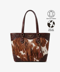 Trinity Ranch Floral Tooled Cowhide Tote Bag