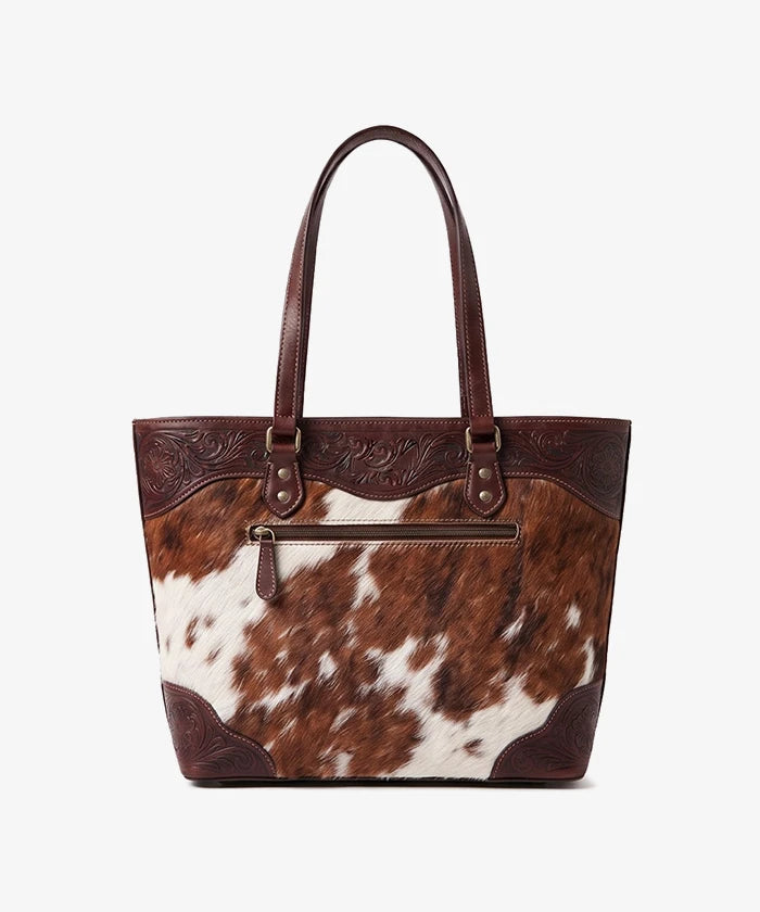 Trinity Ranch Floral Tooled Cowhide Tote Bag