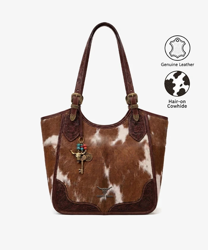 Trinity Ranch Western Charm Cowhide Shoulder Tote