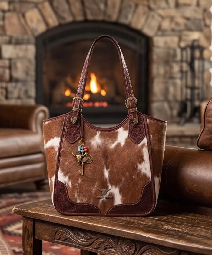 Trinity Ranch Western Charm Cowhide Shoulder Tote