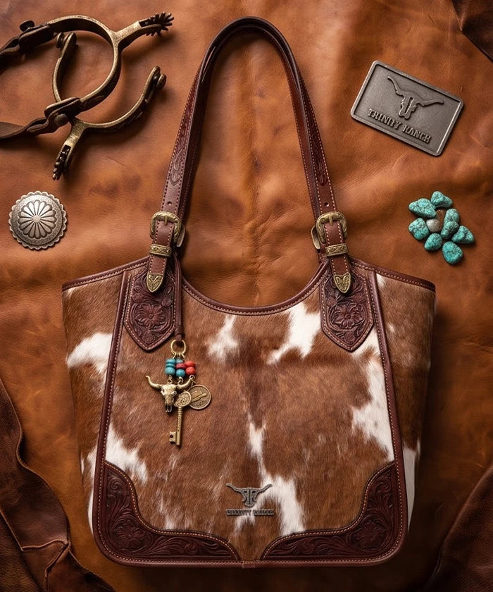 Trinity Ranch Western Charm Cowhide Shoulder Tote