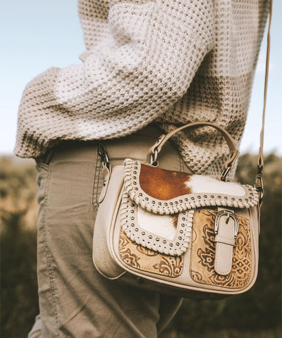 Trinity Ranch Hair-On Cowhide Saddle Crossbody Purse Set