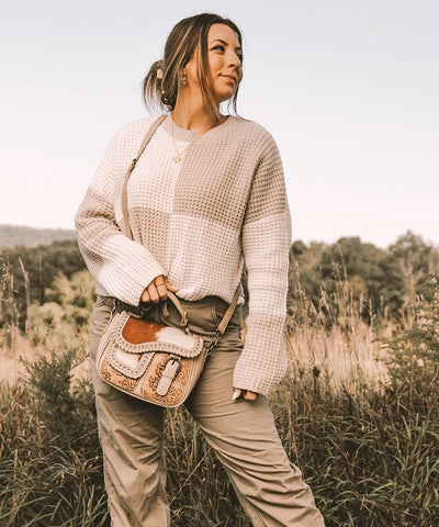 Trinity Ranch Hair-On Cowhide Saddle Crossbody Purse Set