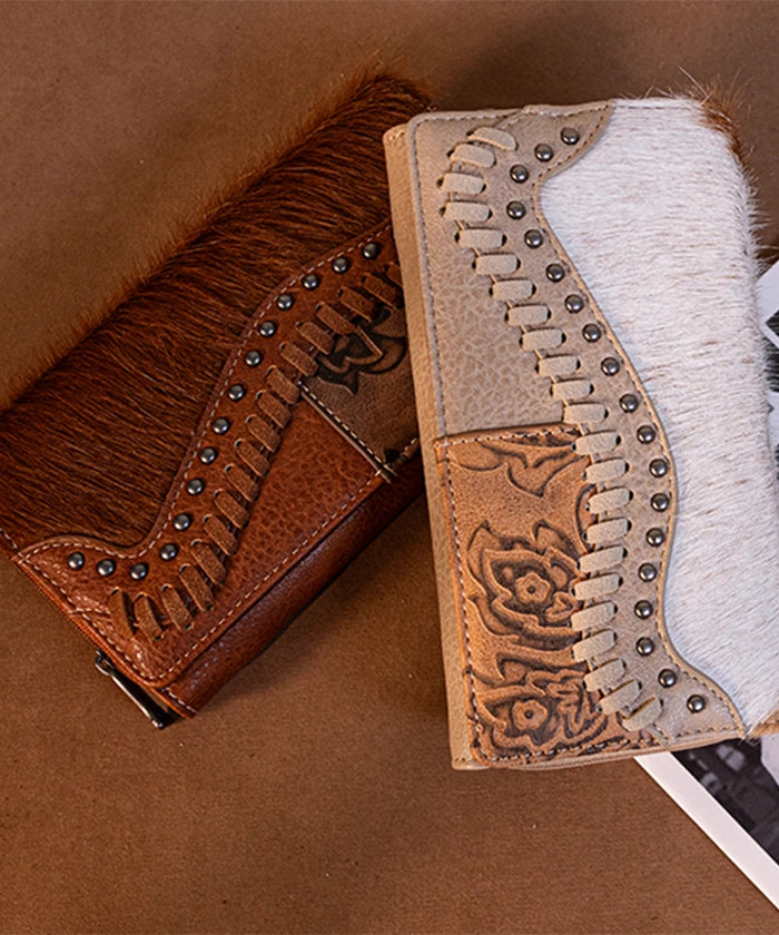 Trinity Ranch Hair-On Cowhide Saddle Shape Wallet