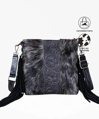 Trinity Ranch Tooled Cowhide Fringe Concealed Carry Crossbody