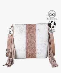 Trinity Ranch Tooled Cowhide Fringe Concealed Carry Crossbody