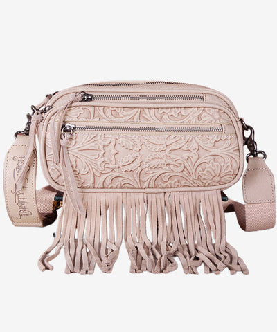 Trinity Ranch Tooled Fringe Crossbody Bag - Montana West World