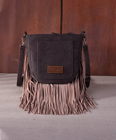 Trinity Ranch Cowhide Leather Fringe Crossbody Bag