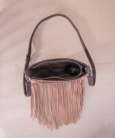 Trinity Ranch Cowhide Leather Fringe Crossbody Bag