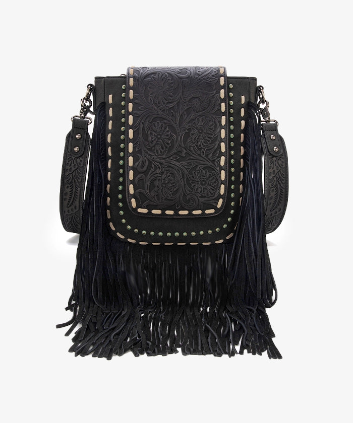 Trinity Ranch Fringe Tooled Crossbody - Montana West World