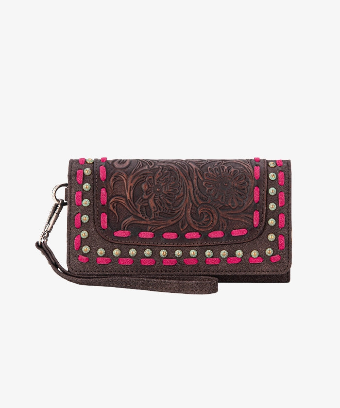 Trinity Ranch Floral Tooled  Wristlet - Montana West World