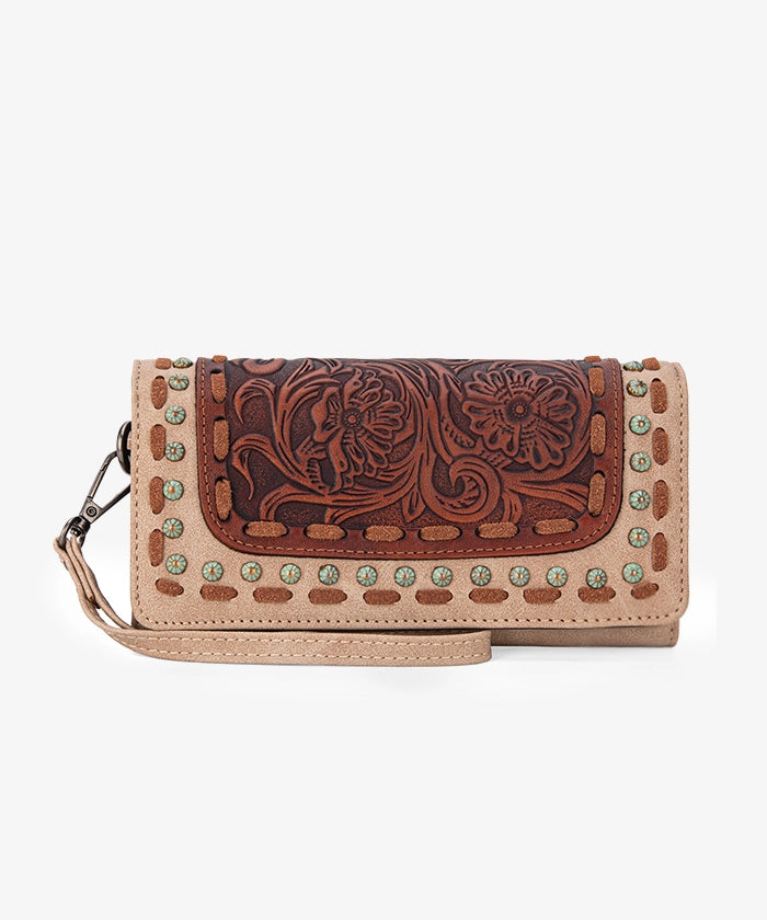 Trinity Ranch Floral Tooled  Wristlet - Montana West World