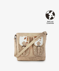 Trinity Ranch Hair-on Cowhide Tooled Concealed Carry Shoulder Bag