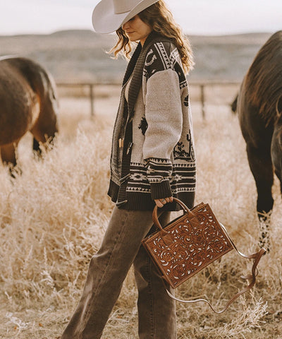 Trinity Ranch Tooled Tote Carry Bag