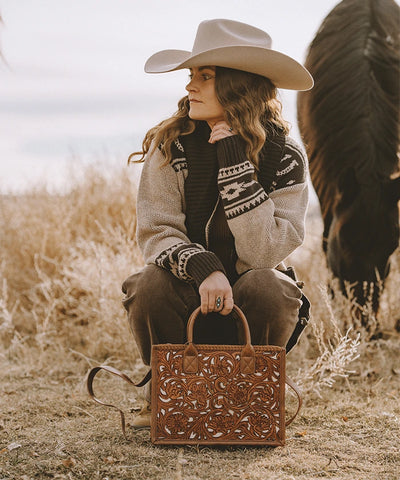 Trinity Ranch Tooled Tote Carry Bag