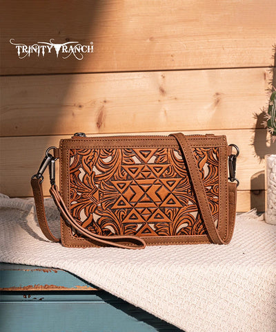 Trinity Ranch Tooled Aztec Crossbody Purse