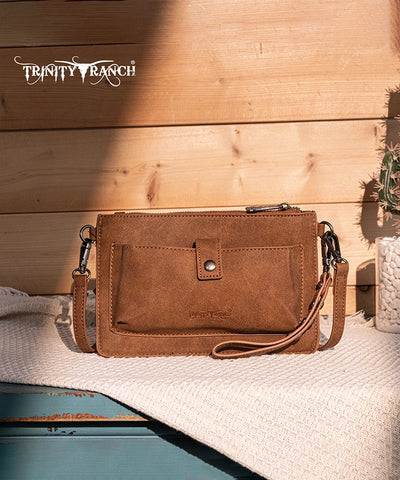 Trinity Ranch Tooled Aztec Crossbody Purse