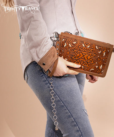 Trinity Ranch Tooled Aztec Crossbody Purse