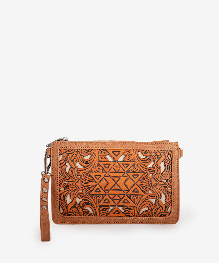 Trinity Ranch Tooled Aztec Crossbody Purse