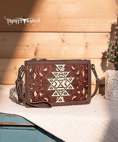 Trinity Ranch Tooled Aztec Crossbody Purse