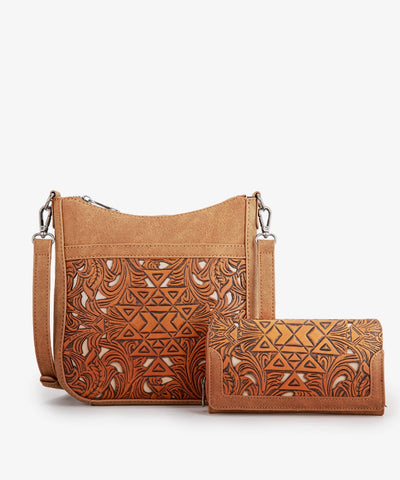 Trinity Ranch Tooled Crossbody Bag Set